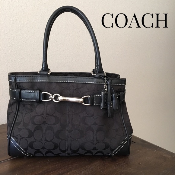 Coach Handbags - Coach Signature Jacquard & Leather Satchel